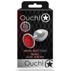 Ouch! Bijou anal Round Gem S 6 x 2.6cm Argenté-Rouge